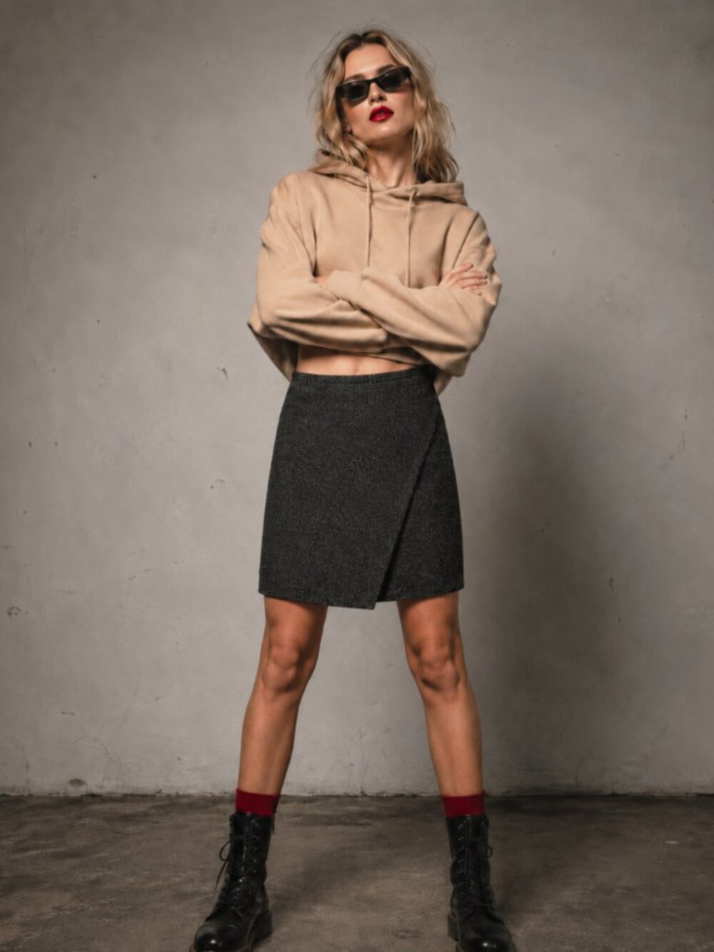 Preppy Y2K Wool Blend Academia Brown Tweed Mini Skirt Fully Lined Office Size 12